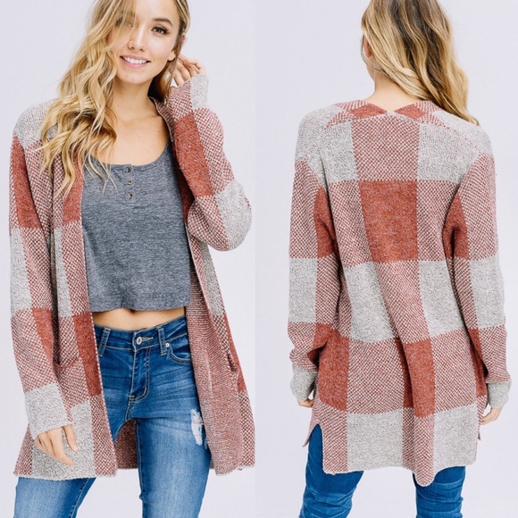 KHLOE Open Cardigan - RUST - Picture 2 of 3